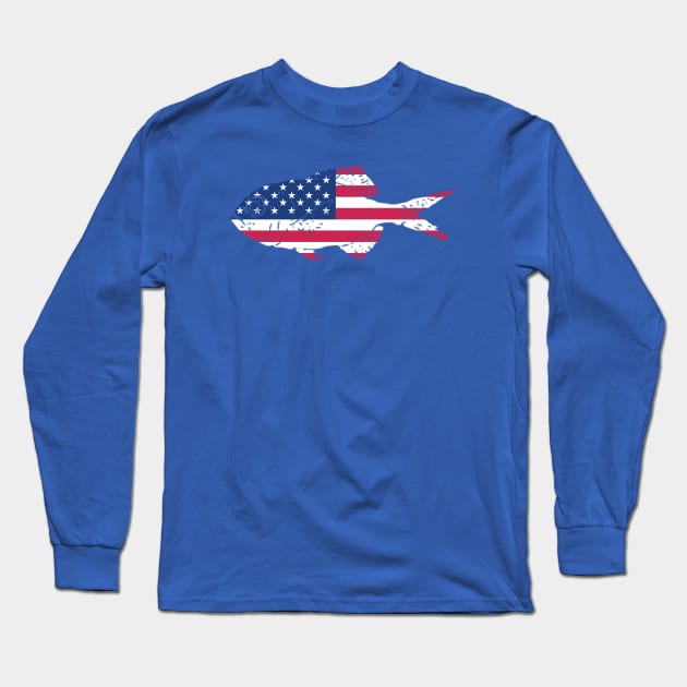 Patriotic Fish with the US Flag Long Sleeve T-Shirt by RJCatch